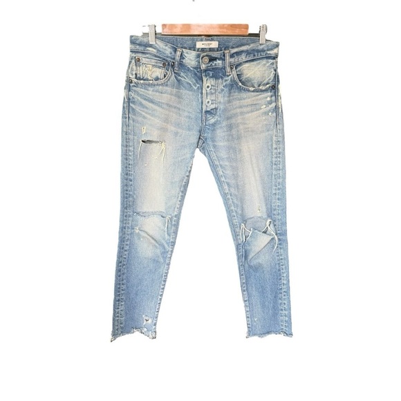 Moussy Vintage - Mid Rise Distressed Button Fly Raw Hem Rigid Jeans Sz 26 - Picture 1 of 9